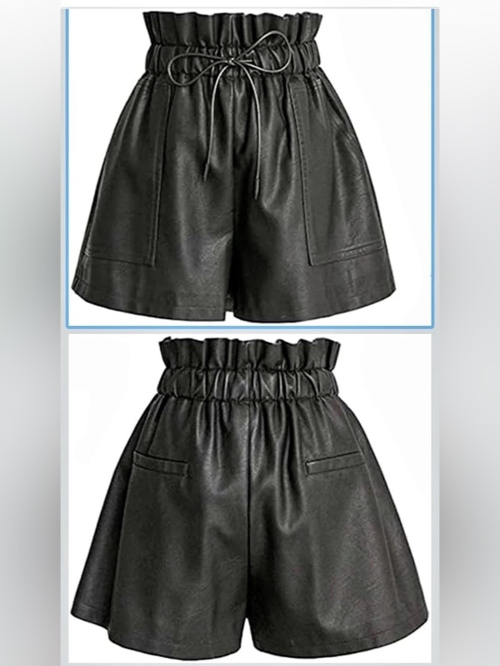 SCHHJZPJ Faux Leather High Waist Shorts in Black NWOT